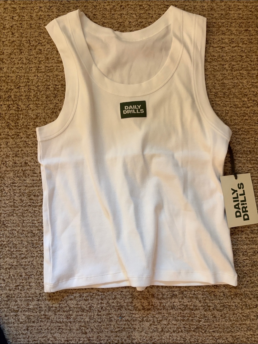 Daily Drills White Ribbed Tank Top